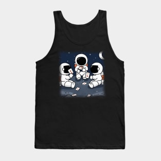 Astronaut Playing Cards In Space Tank Top